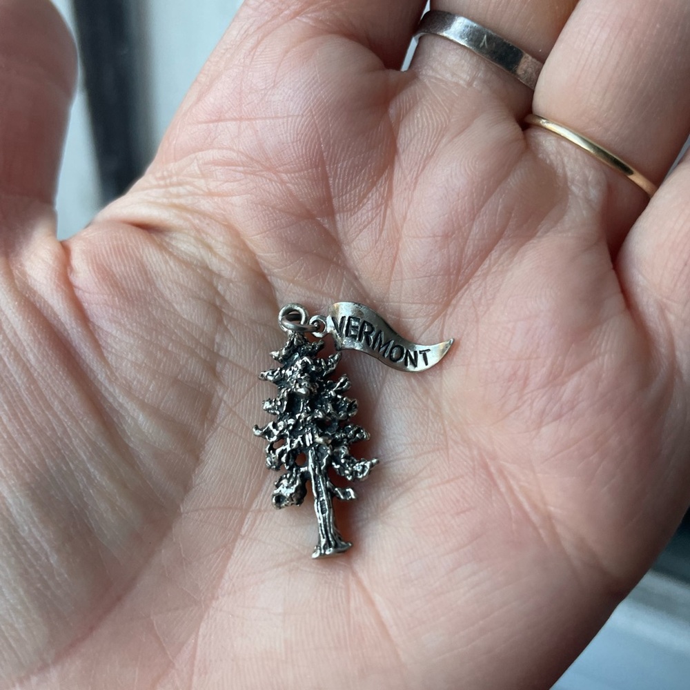 Vintage Sterling Silver Vermont Tree Charm / Pendant